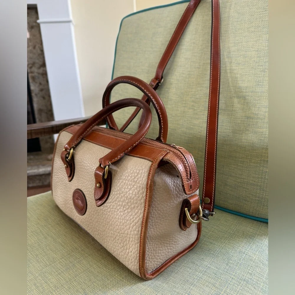 Dooney & Bourne Vintage Zipper Satchel in British Tan and Bone - Picture 14 of 14